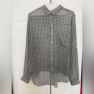 Women’s Black & White Easy Breezy Button-Up Blouse Size Large